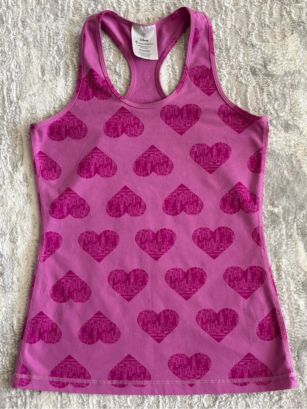 Disney Ivivva Athletica Lululemon Girls Pink Heart-Print Vancouver Skyline Tank